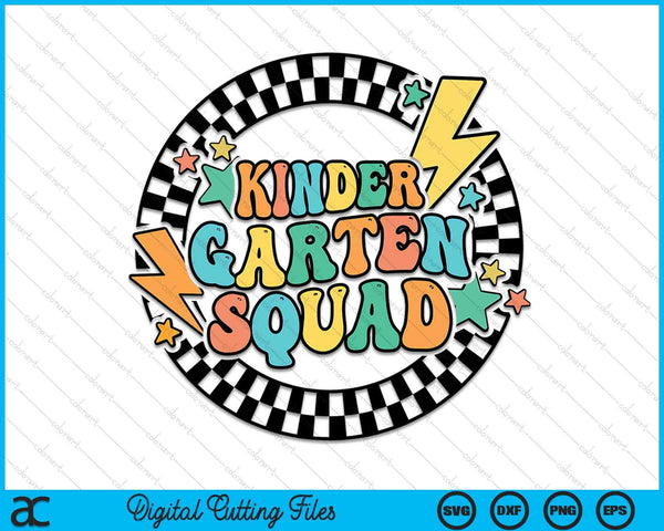 Back To School Groovy Teacher Kindergarten Crew Squad Team SVG PNG Digital Cutting Files