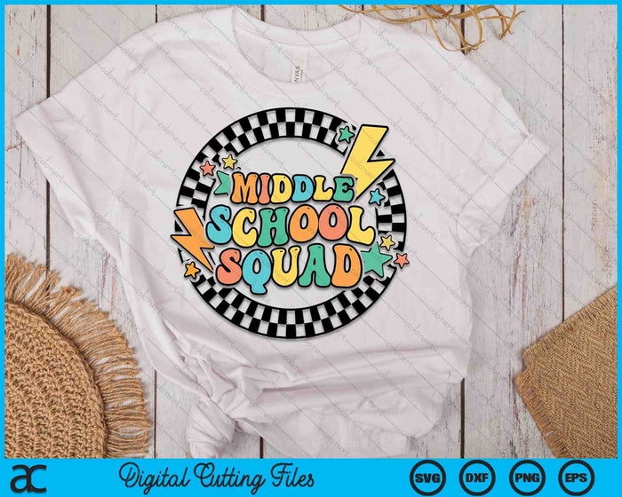 Back To School Groovy Teacher Middle School Crew Squad Team SVG PNG Digital Cutting Files