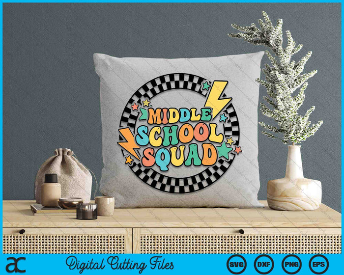 Back To School Groovy Teacher Middle School Crew Squad Team SVG PNG Digital Cutting Files