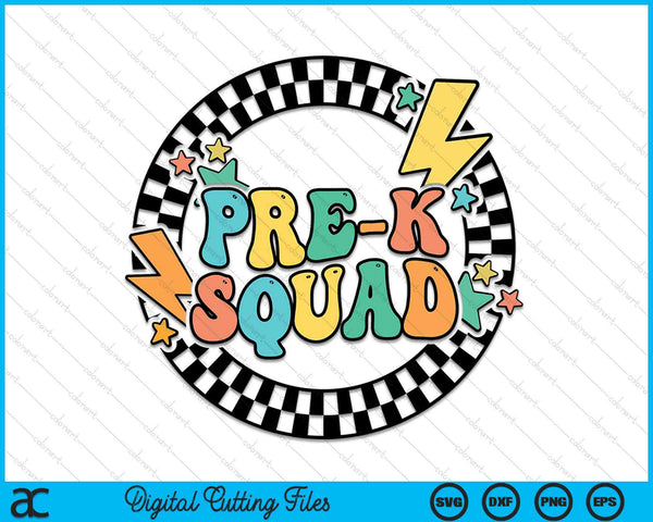 Back To School Groovy Teacher Pre-K Crew Squad Team SVG PNG Digital Cutting Files