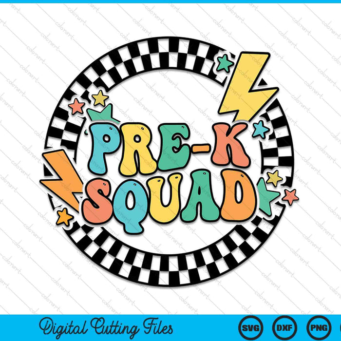 Back To School Groovy Teacher Pre-K Crew Squad Team SVG PNG Digital Cutting Files