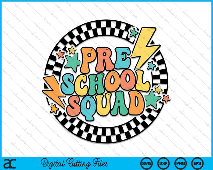 Back To School Groovy Teacher Preschool Crew Squad Team SVG PNG Digital Cutting Files