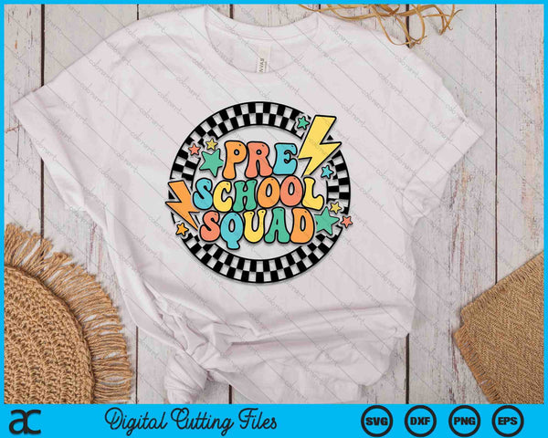 Back To School Groovy Teacher Preschool Crew Squad Team SVG PNG Digital Cutting Files