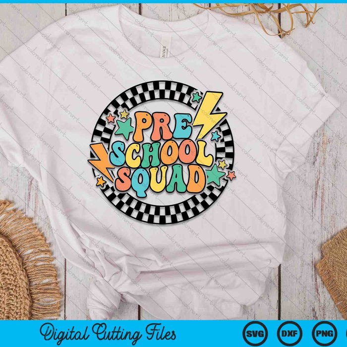 Back To School Groovy Teacher Preschool Crew Squad Team SVG PNG Digital Cutting Files