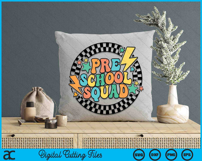 Back To School Groovy Teacher Preschool Crew Squad Team SVG PNG Digital Cutting Files