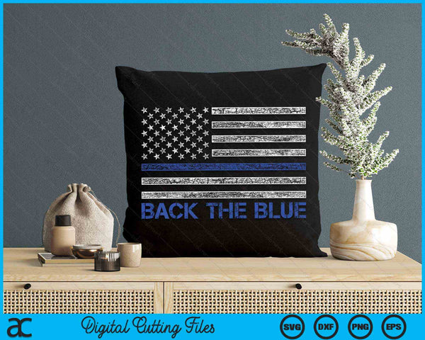 Back the Blue Thin Blue Line American Flag SVG Digital Cutting File