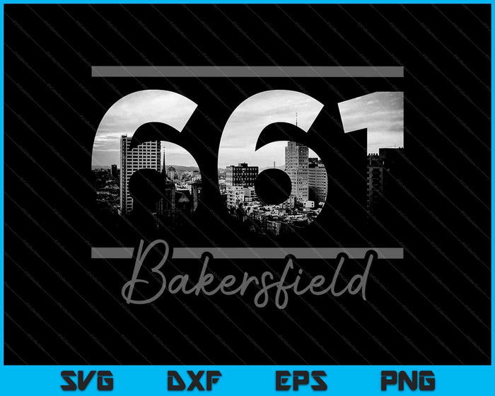 Bakersfield 661 Código de área Skyline California Vintage SVG PNG Cortar archivos imprimibles