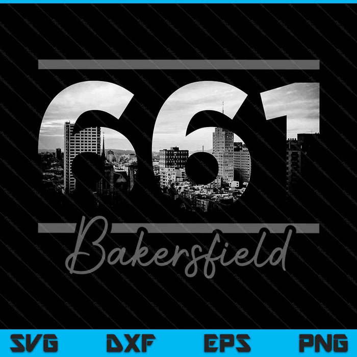 Bakersfield 661 Código de área Skyline California Vintage SVG PNG Cortar archivos imprimibles
