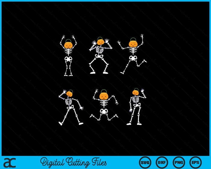 Ballet Dancer Skeletons Pumpkin Head Ballet Dance Halloween SVG PNG Digital Cutting Files