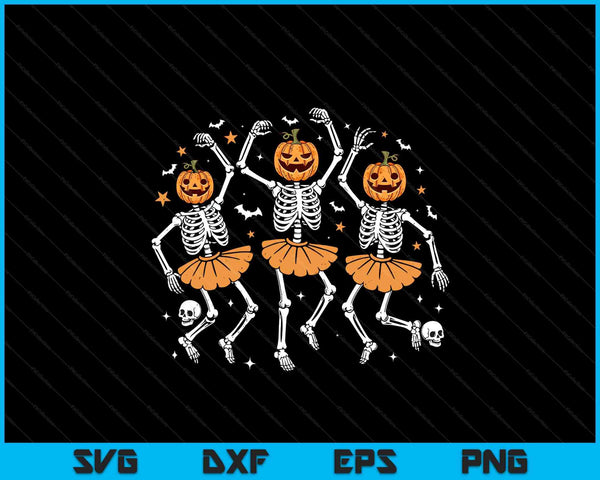 Ballet Pumpkin Skeleton Scary Halloween SVG PNG Digital Printable Files
