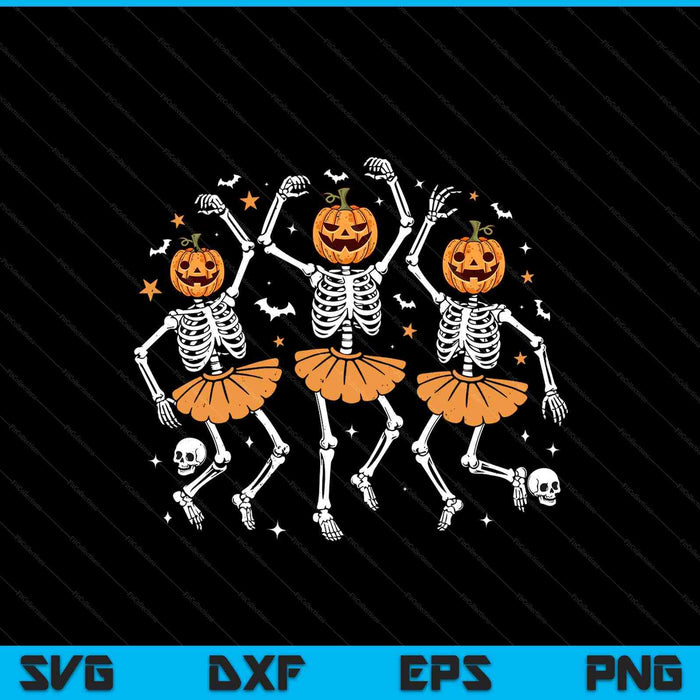 Ballet Pumpkin Skeleton Scary Halloween SVG PNG Digital Printable Files