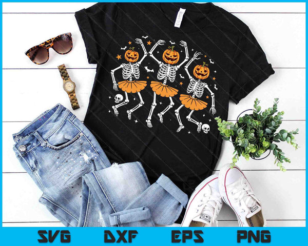 Ballet Pumpkin Skeleton Scary Halloween SVG PNG Digital Printable Files