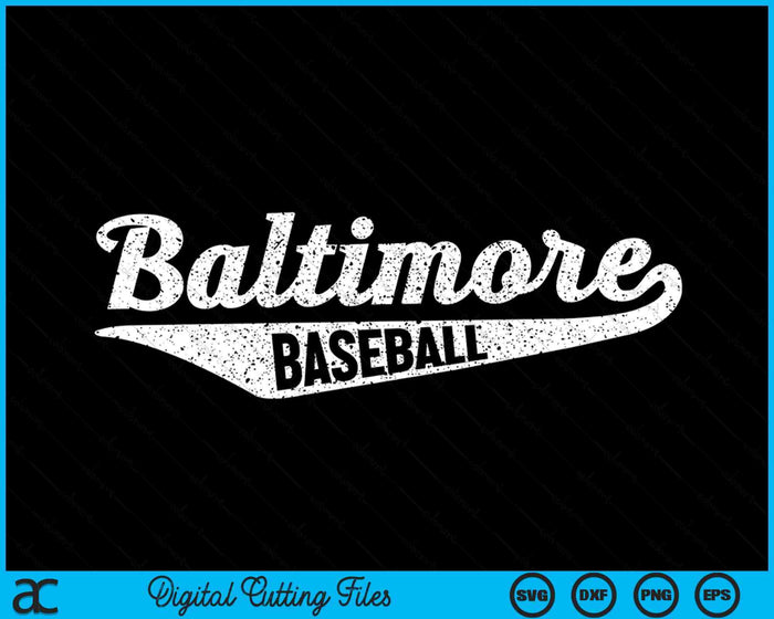 Baltimore honkbal script vintage noodlijdende SVG PNG digitale snijden-bestanden