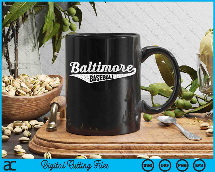 Baltimore honkbal script vintage noodlijdende SVG PNG digitale snijden-bestanden