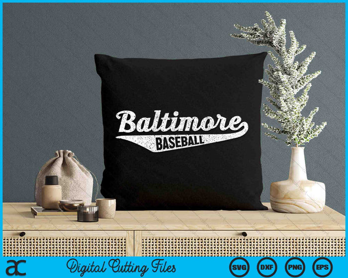 Baltimore honkbal script vintage noodlijdende SVG PNG digitale snijden-bestanden