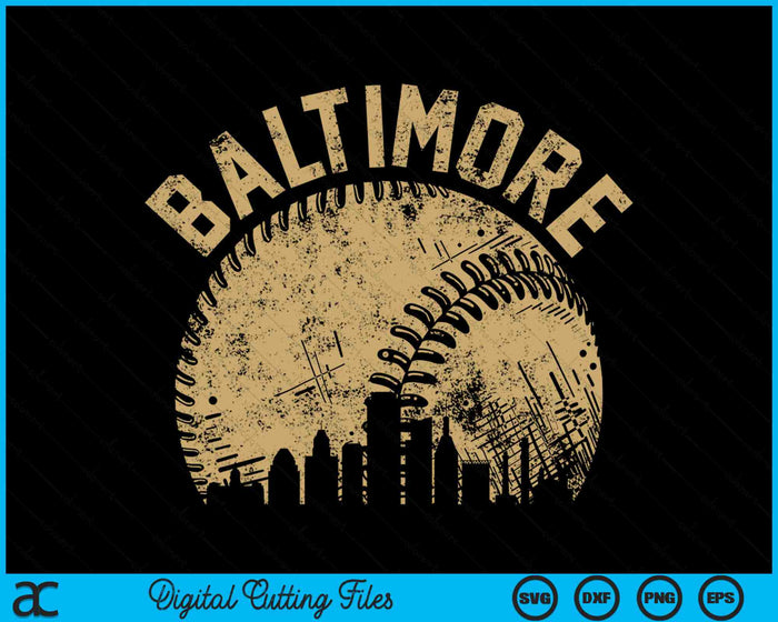 Baltimore Baseball Skyline Player Coach Fan SVG PNG Digital Printable Files