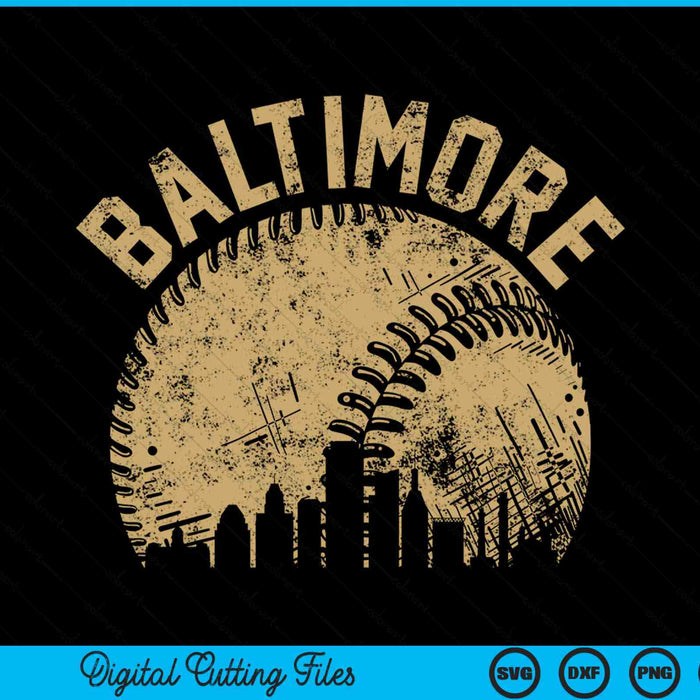 Baltimore Baseball Skyline Player Coach Fan SVG PNG Digital Printable Files