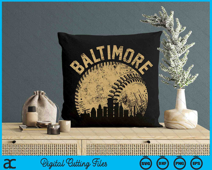 Baltimore Baseball Skyline Player Coach Fan SVG PNG Digital Printable Files