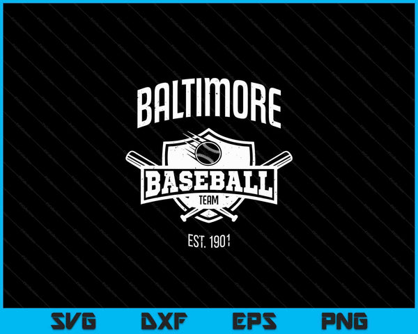 Baltimore Baseball Team Baseball Lover SVG PNG Archivos de corte digital