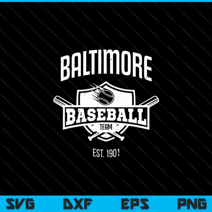 Baltimore Baseball Team Baseball Lover SVG PNG Archivos de corte digital