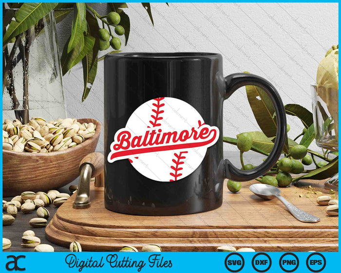 Baltimore Baseball Vintage Maryland Pride Love City Red SVG PNG digitale snijbestanden