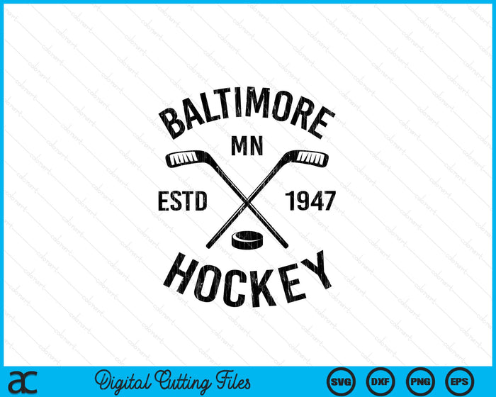 Baltimore Minnesota Ice Hockey Sticks Vintage Gift SVG PNG Digital Cutting Files