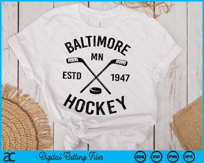 Baltimore Minnesota Ice Hockey Sticks Vintage Gift SVG PNG Digital Cutting Files