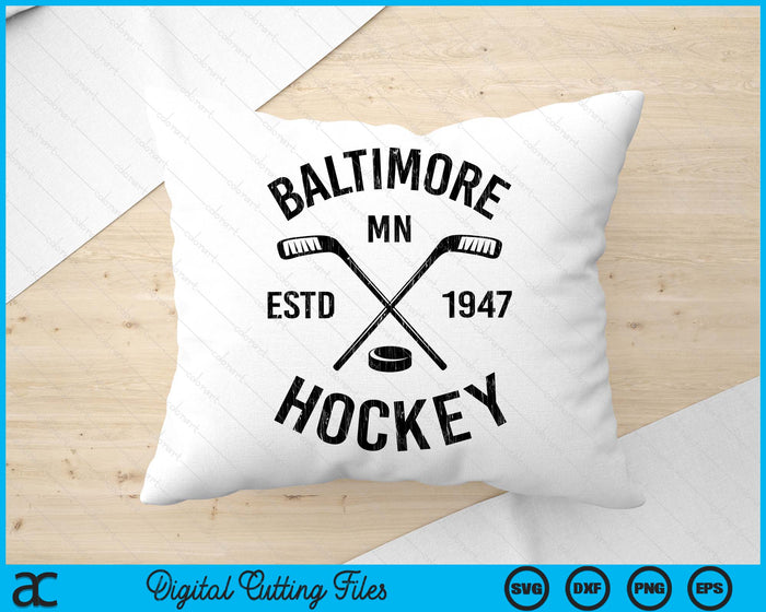 Baltimore Minnesota Ice Hockey Sticks Vintage Gift SVG PNG Digital Cutting Files