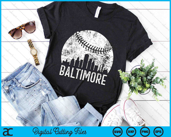 Baltimore Skyline Vintage Baltimore Baseball SVG PNG Digital Cutting Files