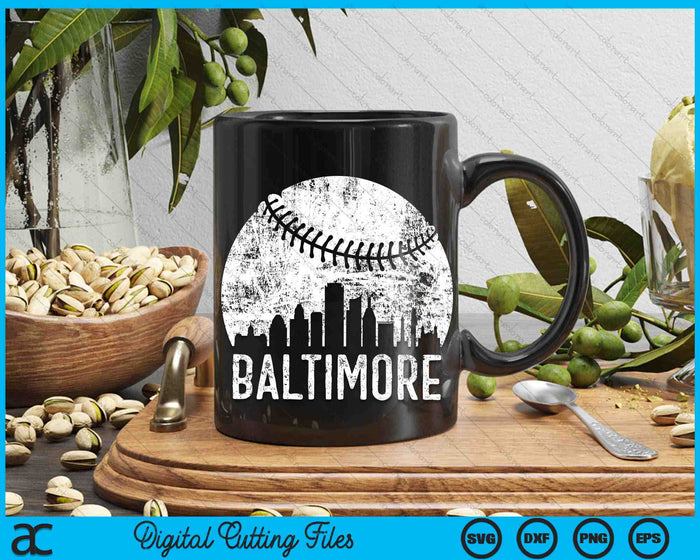 Baltimore Skyline Vintage Baltimore Baseball SVG PNG Digital Cutting Files