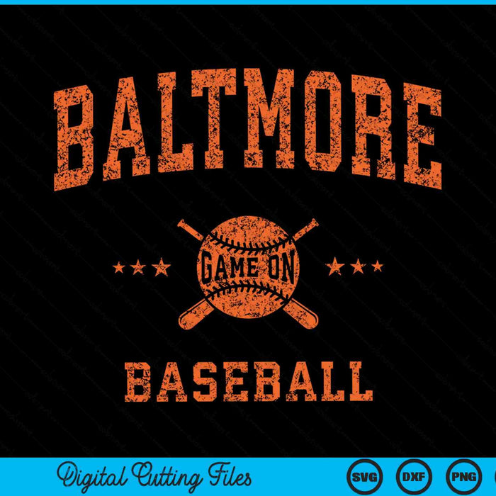 Baltimore Vintage Baseball Throwback Retro Design SVG PNG Digital Cutting Files