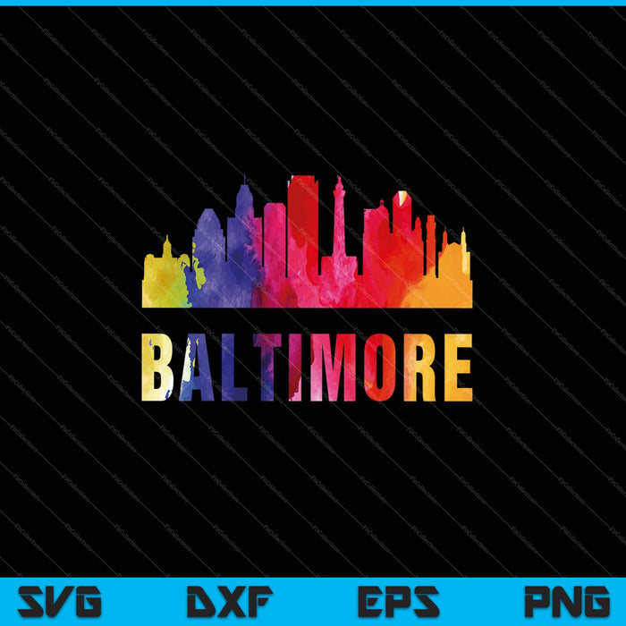 Baltimore acuarela Skyline Home State souvenir SVG PNG cortando archivos imprimibles