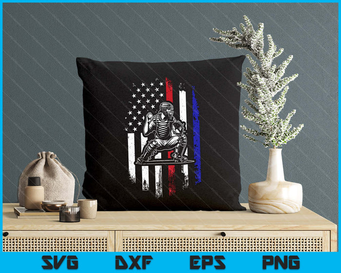 Baseball American Flag Patriotic Catcher 4th Of July Gift SVG PNG Digital Cutting Files