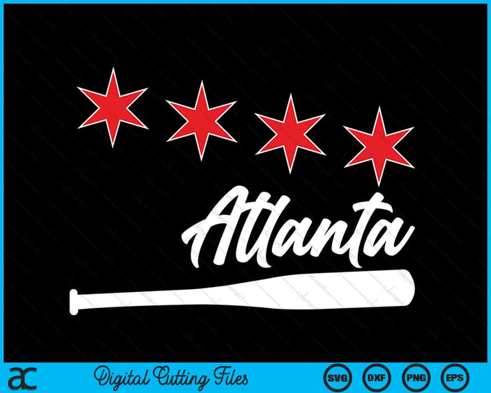 Honkbal Atlanta minnaar schattige Atlanta honkbalknuppel Amerikaanse SVG PNG digitale snijbestanden 