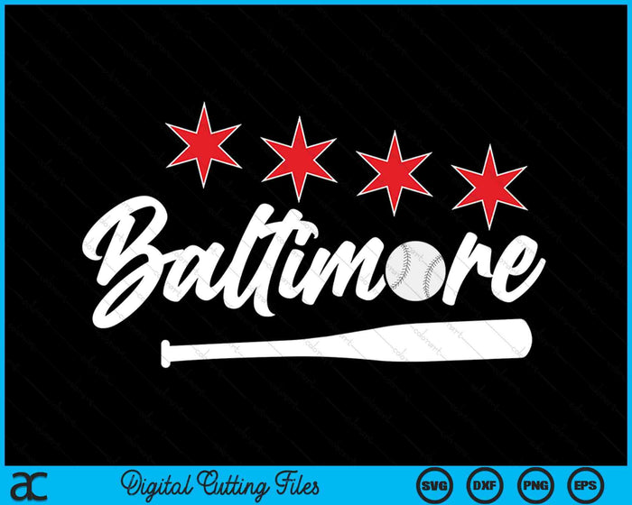 Honkbal Baltimore minnaar schattige Baltimore honkbalknuppel Amerikaanse SVG PNG digitale snijbestanden 