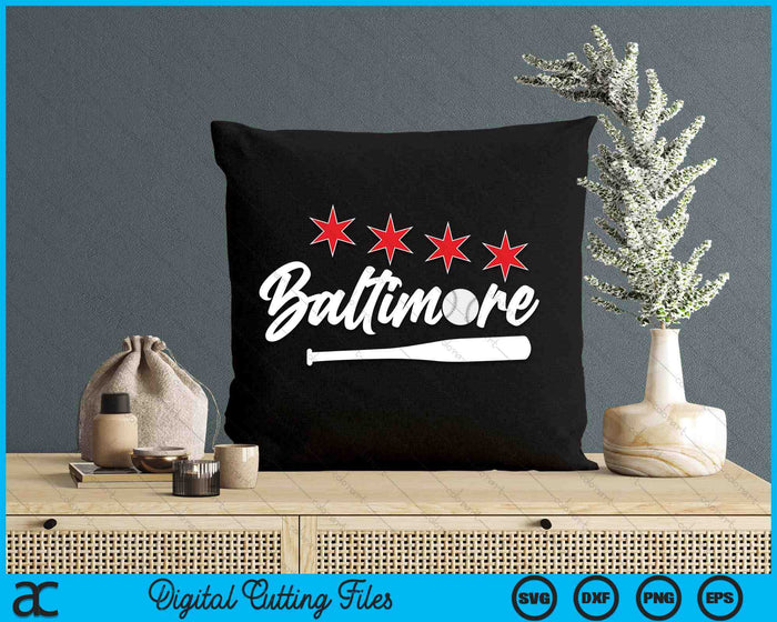 Honkbal Baltimore minnaar schattige Baltimore honkbalknuppel Amerikaanse SVG PNG digitale snijbestanden 