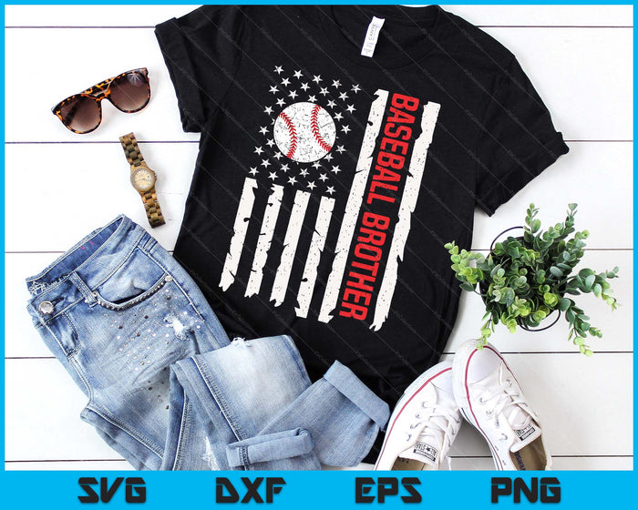Baseball Brother USA American Flag Patriotic Brother 4th of July SVG PNG Digital Printable Files