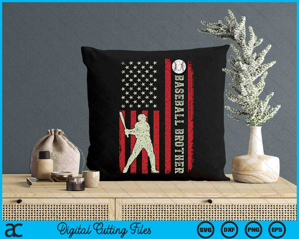 Baseball Brother US Flag Gifts For Brother Men Patriotic Fathers Day SVG PNG Digital Printable Files