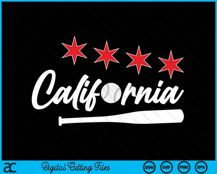Honkbal Californië minnaar schattig Californië honkbalknuppel Amerikaanse SVG PNG digitale snijbestanden 