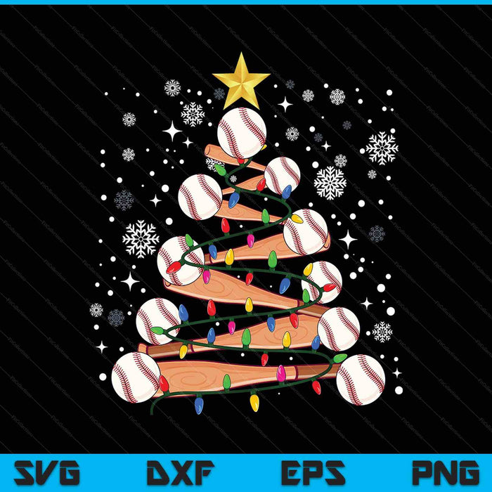 Baseball Christmas Tree Light Xmas Baseball SVG PNG Digital Printable Files