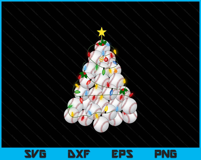 Baseball Christmas Tree Xmas Pajamas Player Coach SVG PNG Digital Printable Files