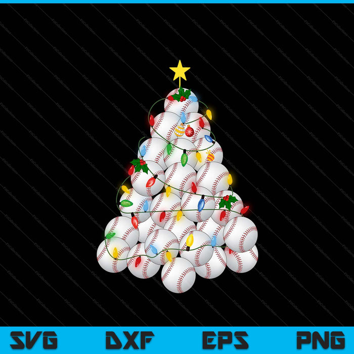 Baseball Christmas tree Xmas pajamas player coach SVG cut file