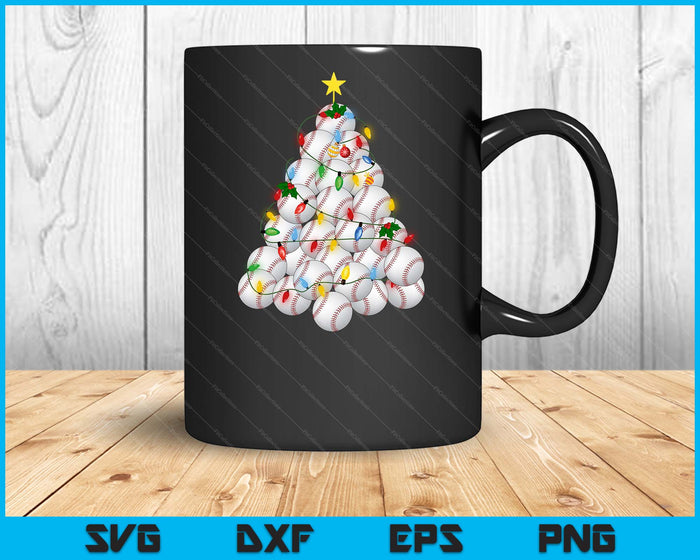 Baseball Christmas Tree Xmas Pajamas Player Coach SVG PNG Digital Printable Files