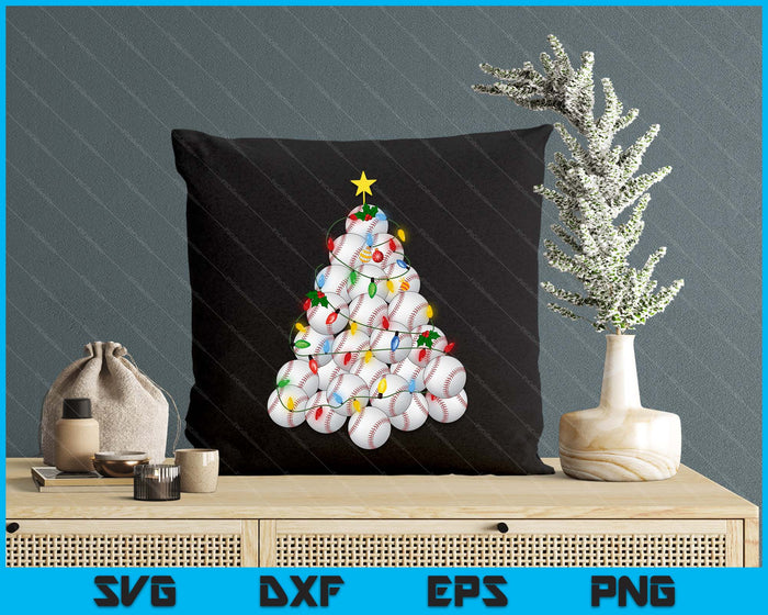 Baseball Christmas Tree Xmas Pajamas Player Coach SVG PNG Digital Printable Files