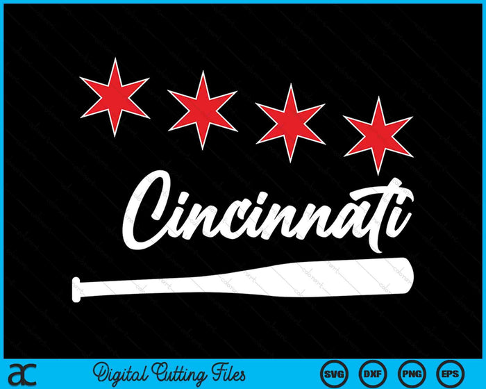 Honkbal Cincinnati minnaar schattige Cincinnati honkbalknuppel Amerikaanse SVG PNG digitale snijbestanden 