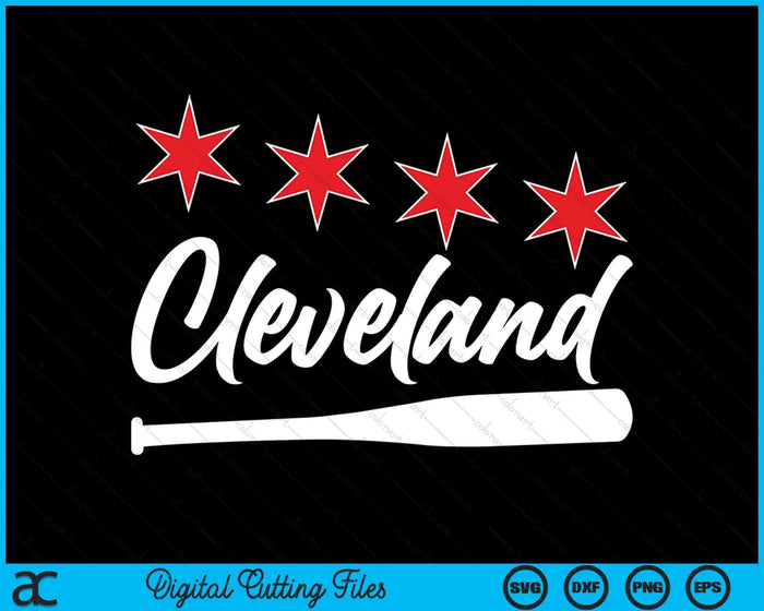 Honkbal Cleveland Lover Cute Cleveland Baseball Bat Amerikaanse SVG PNG digitale snijbestanden 