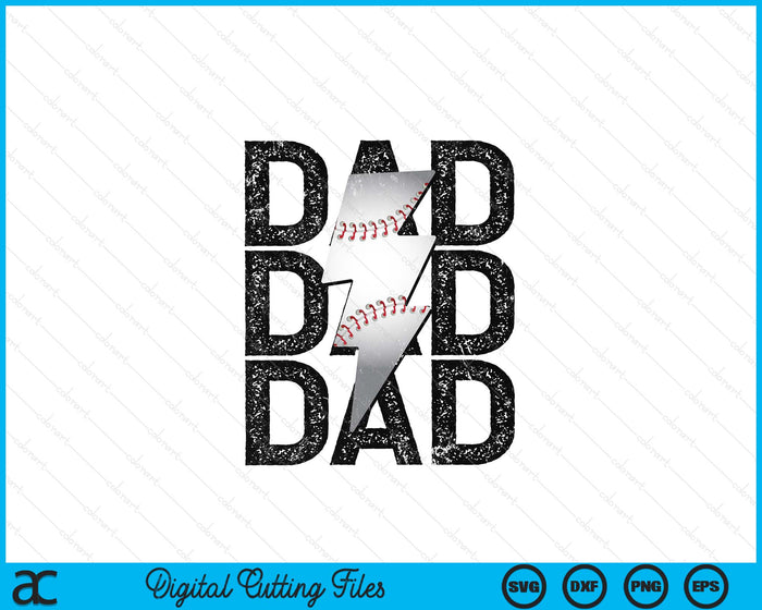 Baseball Dad Distressed Lightning Bolt SVG PNG Digital Printable Files