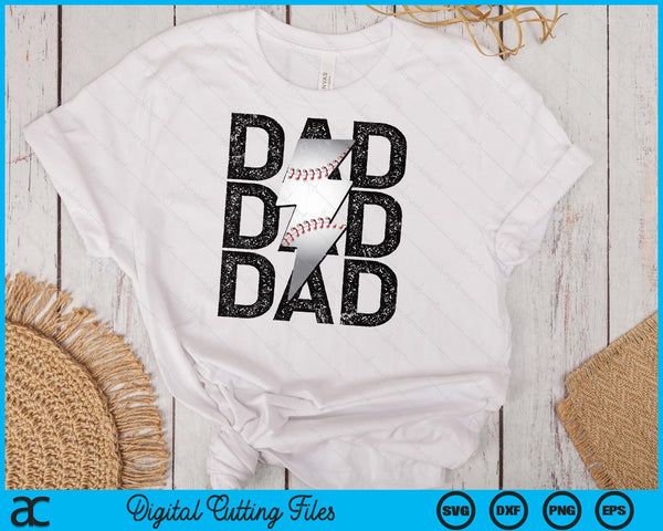 Baseball Dad Distressed Lightning Bolt SVG PNG Digital Printable Files