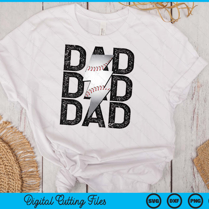 Baseball Dad Distressed Lightning Bolt SVG PNG Digital Printable Files