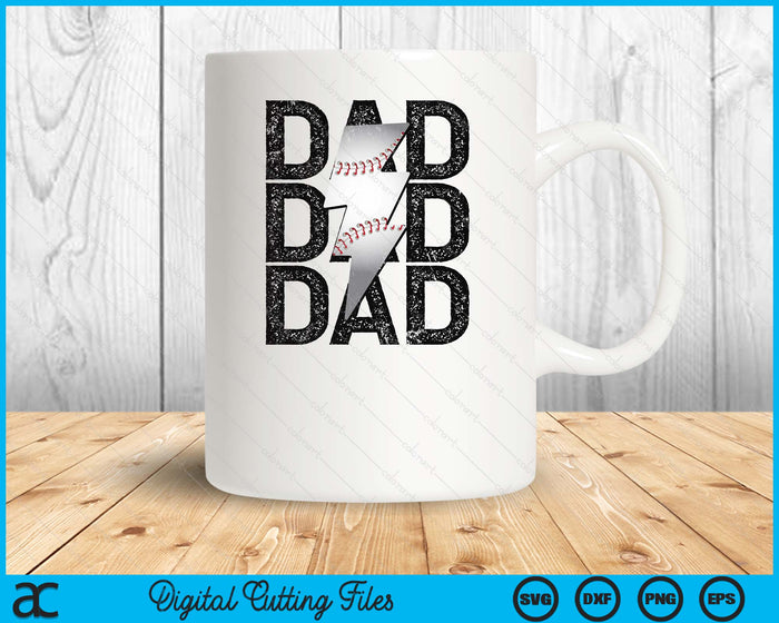 Baseball Dad Distressed Lightning Bolt SVG PNG Digital Printable Files